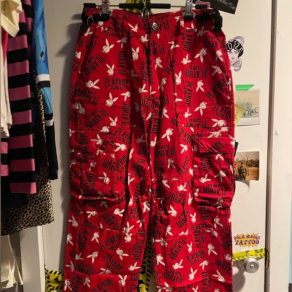 Red Playboy cargo pants
